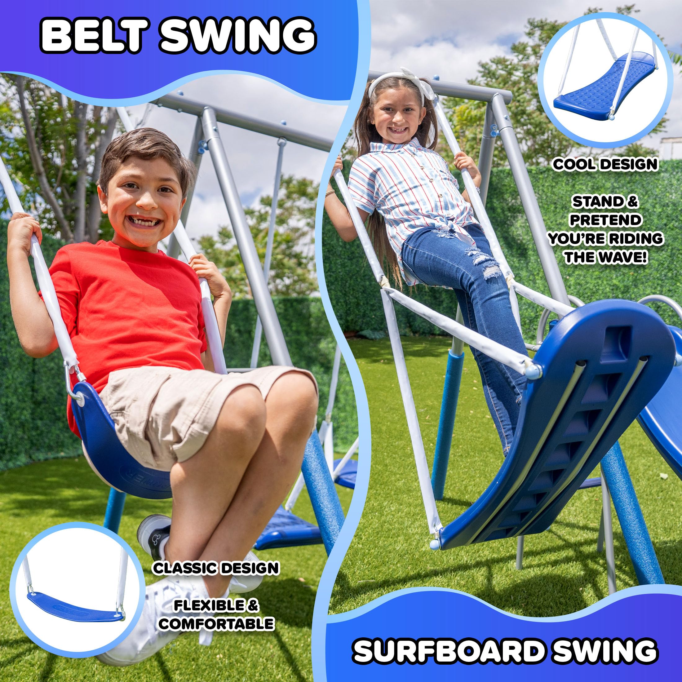 Amazon.com: Sportspower Super Surfer Metal Swing Set with Skyflyer